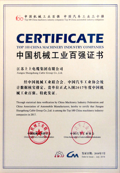 2017中国机械工业百强揭晓  mg不朽情缘电缆排名23位